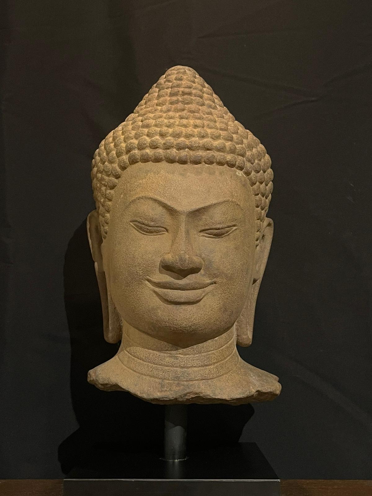 Sandstone head of Buddha- 7215